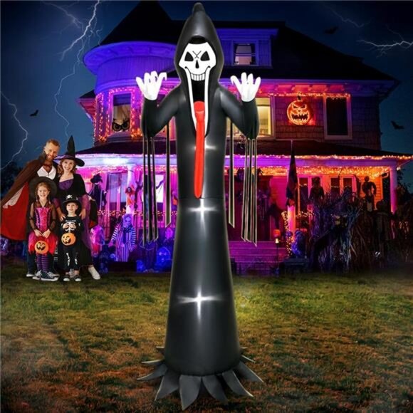 10 FT halloween inflatable grim reaper Decoration with Led Light Scary - Picture 1 of 6